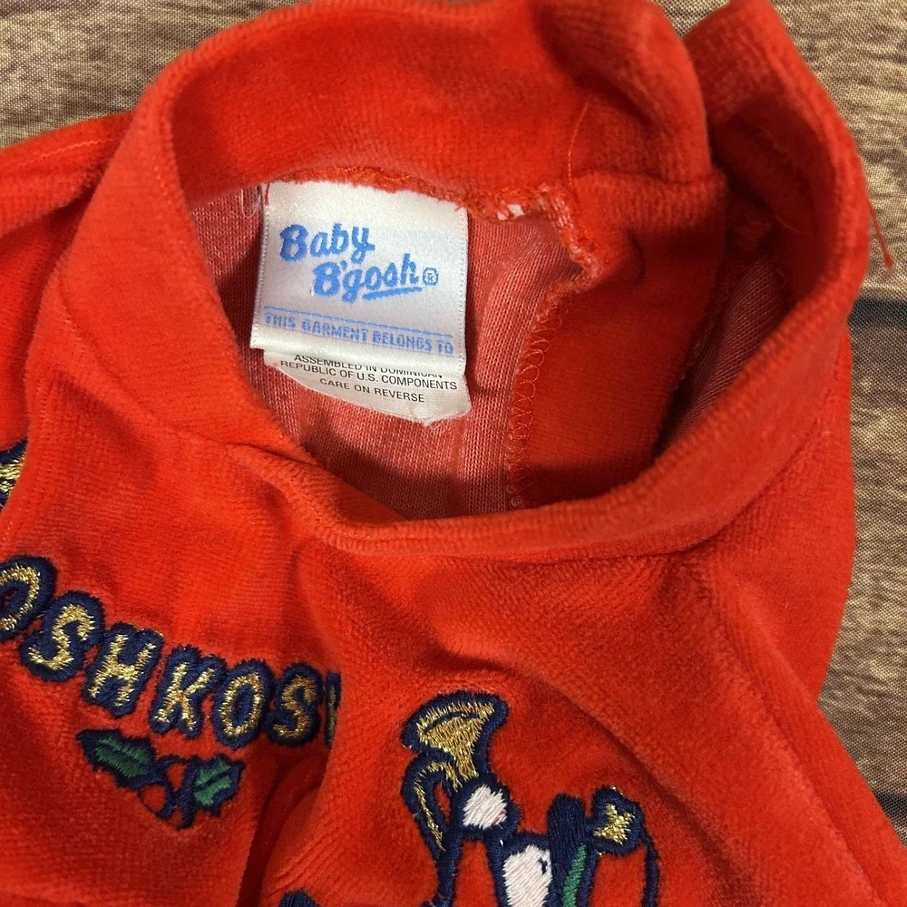 Vintage OshKosh B'gosh Red Velour‎ Holiday Toy Soldier Romper 3-6M Christmas